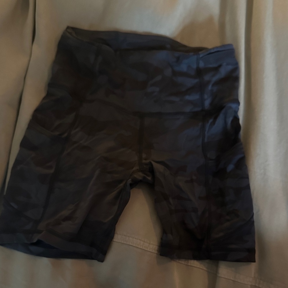 LuluLemon Black and Gray Camouflage Biker Shorts